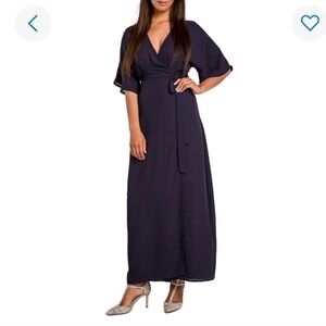 Standards and Practices Navy Blue Size Small Wrap Dress Flowy Short Sleeve